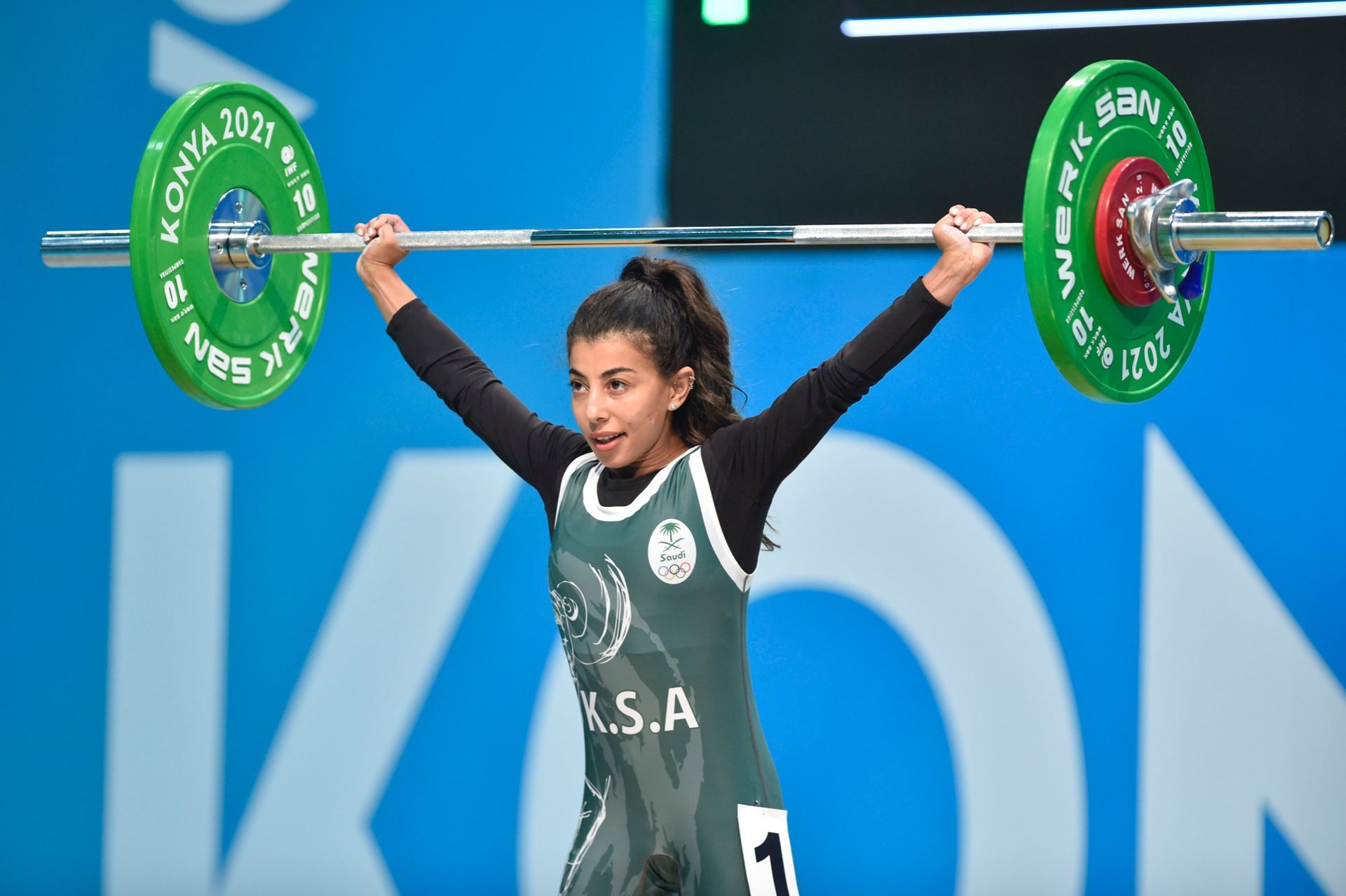 A Saudi weightlifter at the Islamic Solidarity Games